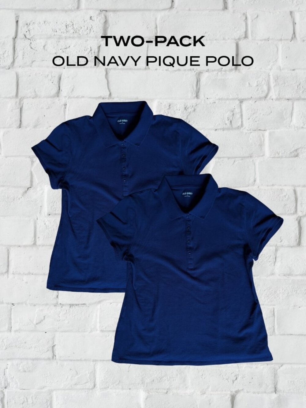 2-Pack: Old Navy Dark Navy Blue Short-Sleeve Pique Polo -Like New - Medium